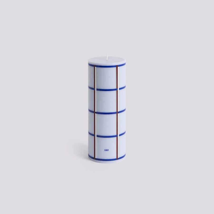 HAY świeca COLUMN M jasnoniebieska, niebieska, bordowa i srebrna.jpg