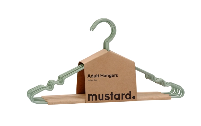 MUSTARD zestaw 10 wieszaków THE HANGERS sage.webp