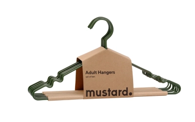 MUSTARD zestaw 10 wieszaków THE HANGERS olive