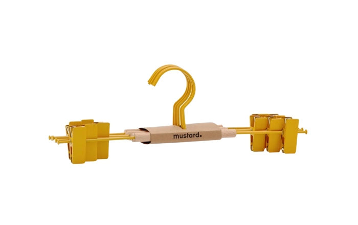 MUSTARD zestaw 5 wieszaków z klipsami THE HANGERS CLIP mustard.webp