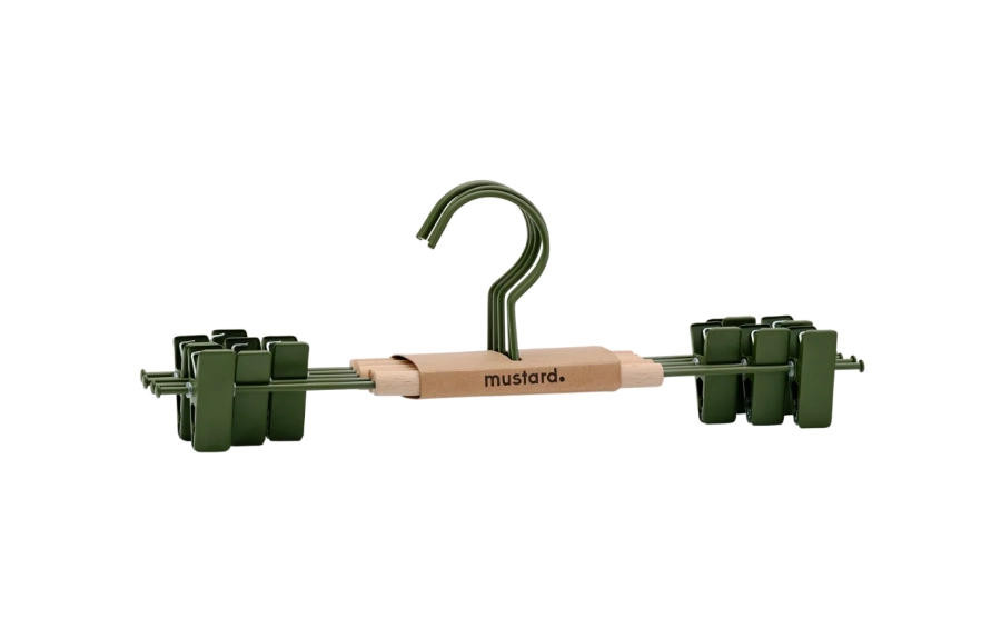 MUSTARD zestaw 5 wieszaków z klipsami THE HANGERS CLIP olive.webp