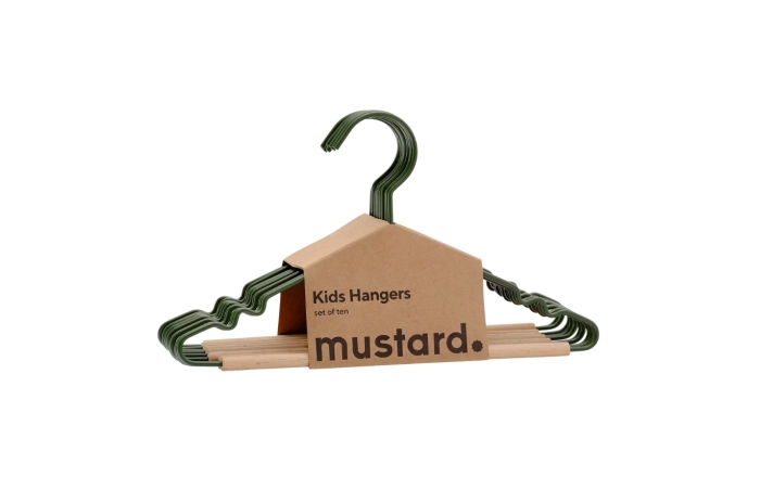 MUSTARD zestaw 10 wieszaków dziecięcych THE HANGERS olive.webp