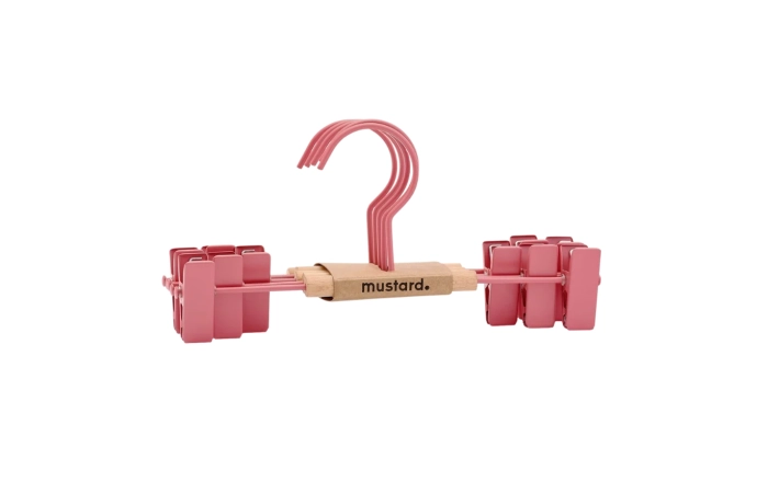 MUSTARD zestaw 5 wieszaków dziecięcych z klipsami THE HANGERS CLIP berry.webp