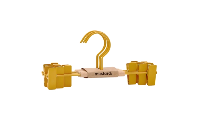 MUSTARD zestaw 5 wieszaków dziecięcych z klipsami THE HANGERS CLIP mustard.webp