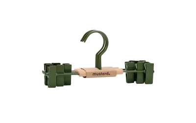 MUSTARD zestaw 5 wieszaków dziecięcych z klipsami THE HANGERS CLIP olive
