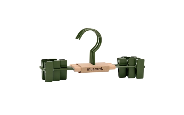 MUSTARD zestaw 5 wieszaków dziecięcych z klipsami THE HANGERS CLIP olive.webp