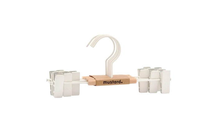 MUSTARD zestaw 5 wieszaków dziecięcych z klipsami THE HANGERS CLIP chalk.webp