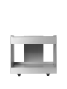 FERM LIVING niski wózek na kółkach LAGER z szufladą – aluminium.png