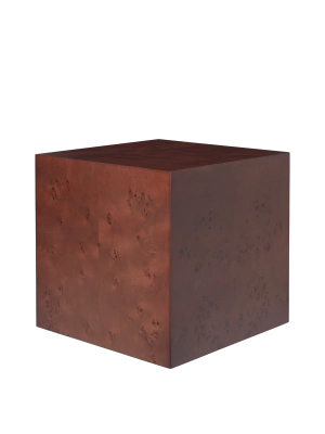 FERM LIVING stolik boczny BURL CUBE ciemny brąz z usłojeniem