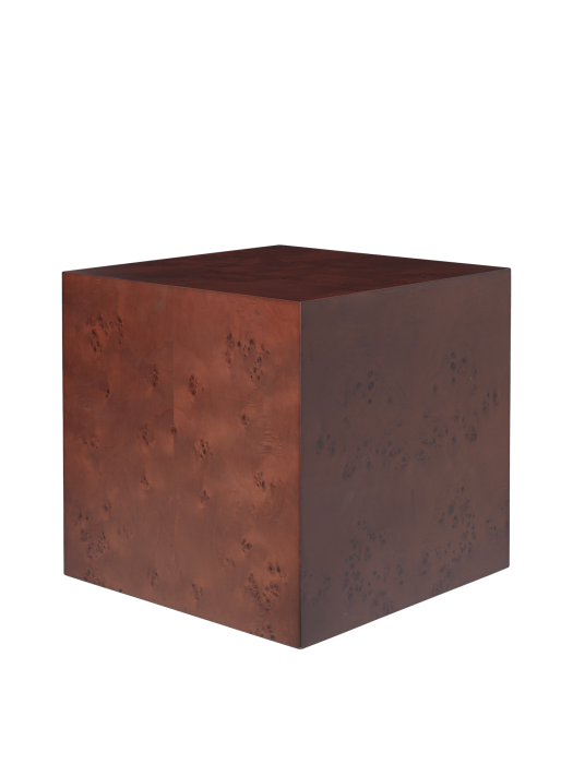 FERM LIVING stolik boczny BURL CUBE ciemny brąz z usłojeniem.png