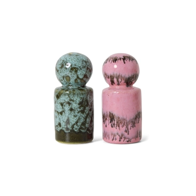 HK LIVING Pojemniki ceramiczne na sól i pieprz 70's baroque