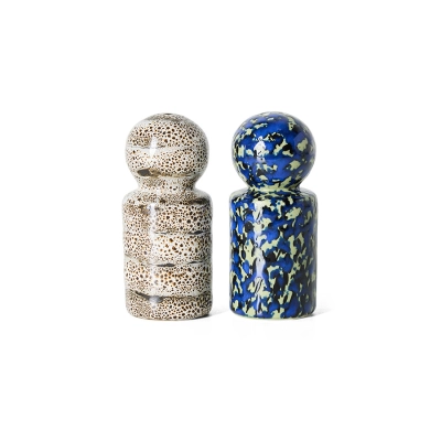 HK LIVING Pojemniki ceramiczne na sól i pieprz 70's grain