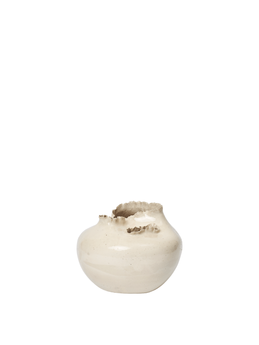 FERM LIVING wazon okrągły TEREO – off-white w cętki, wys. 18 cm.png