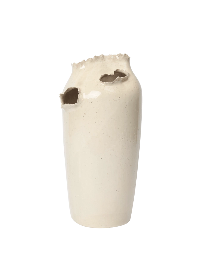 FERM LIVING wazon okrągły TEREO – off-white w cętki, wys. 27 cm.png