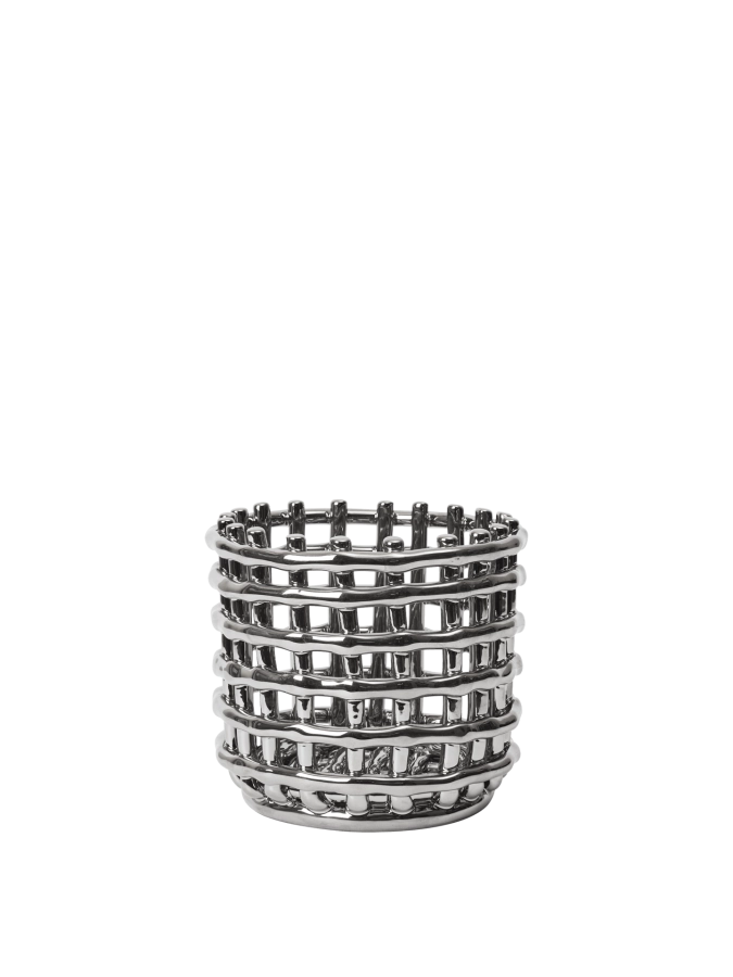 FERM LIVING doniczka/kosz CERAMIC BASKET srebrny S.png