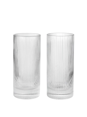 FERM LIVING szklanki highball RIPPLE – zestaw 2 szt. – przezroczyste