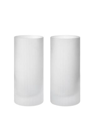 FERM LIVING szklanki highball RIPPLE – zestaw 2 szt. – mrożone szkło