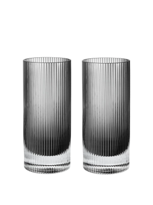 FERM LIVING szklanki highball RIPPLE – zestaw 2 szt. – dymione