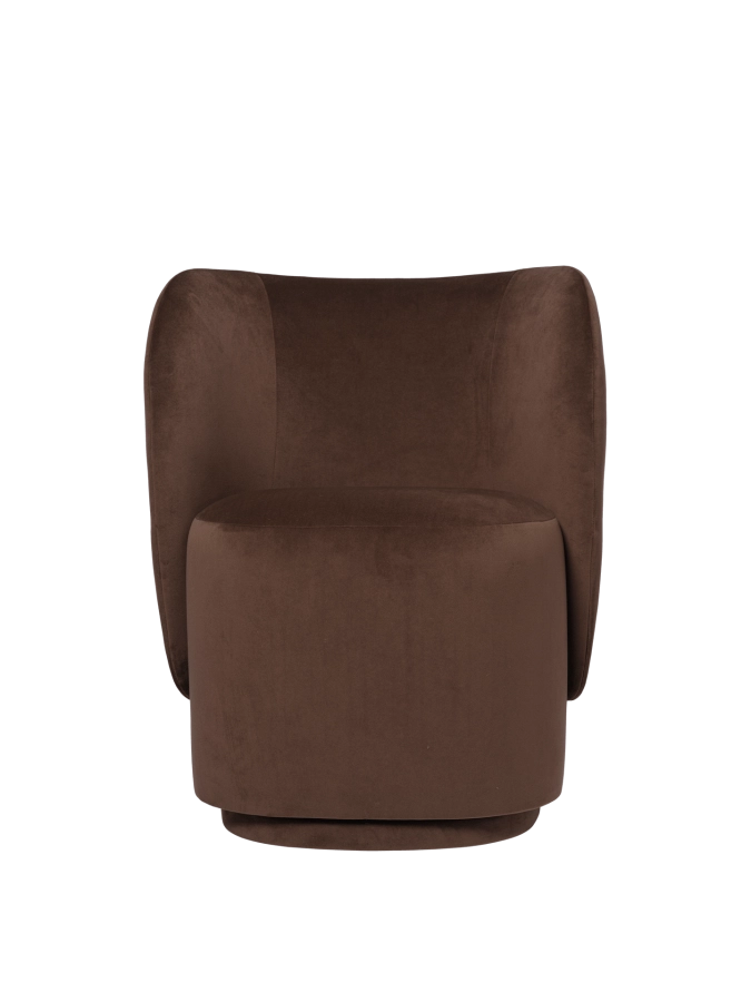 FERM LIVING fotel obrotowy RICO CLUB – rich velvet – kawowy.png