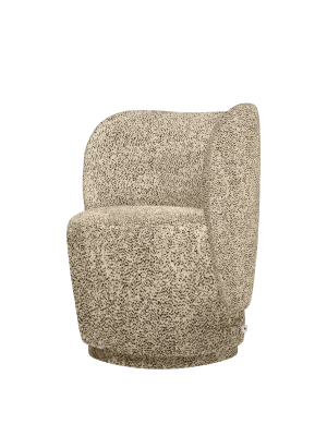 FERM LIVING fotel obrotowy RICO CLUB – poppy velvet – maślany/czarny