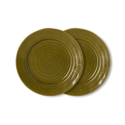 HK LIVING zestaw 2 talerzy deserowych FARMHOUSE CERAMICS - moss