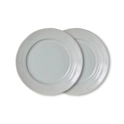 HK LIVING zestaw 2 talerzy deserowych FARMHOUSE CERAMICS - pale blue