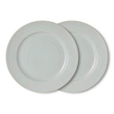HK LIVING zestaw 2 talerzy obiadowych FARMHOUSE CERAMICS - pale blue