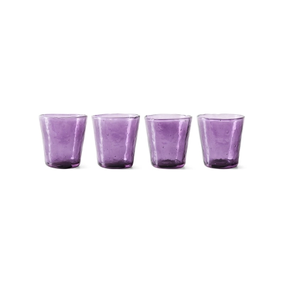 HK LIVING zestaw 4 szt. szklanek do wody FARMHOUSE – violet, różne rozmiary