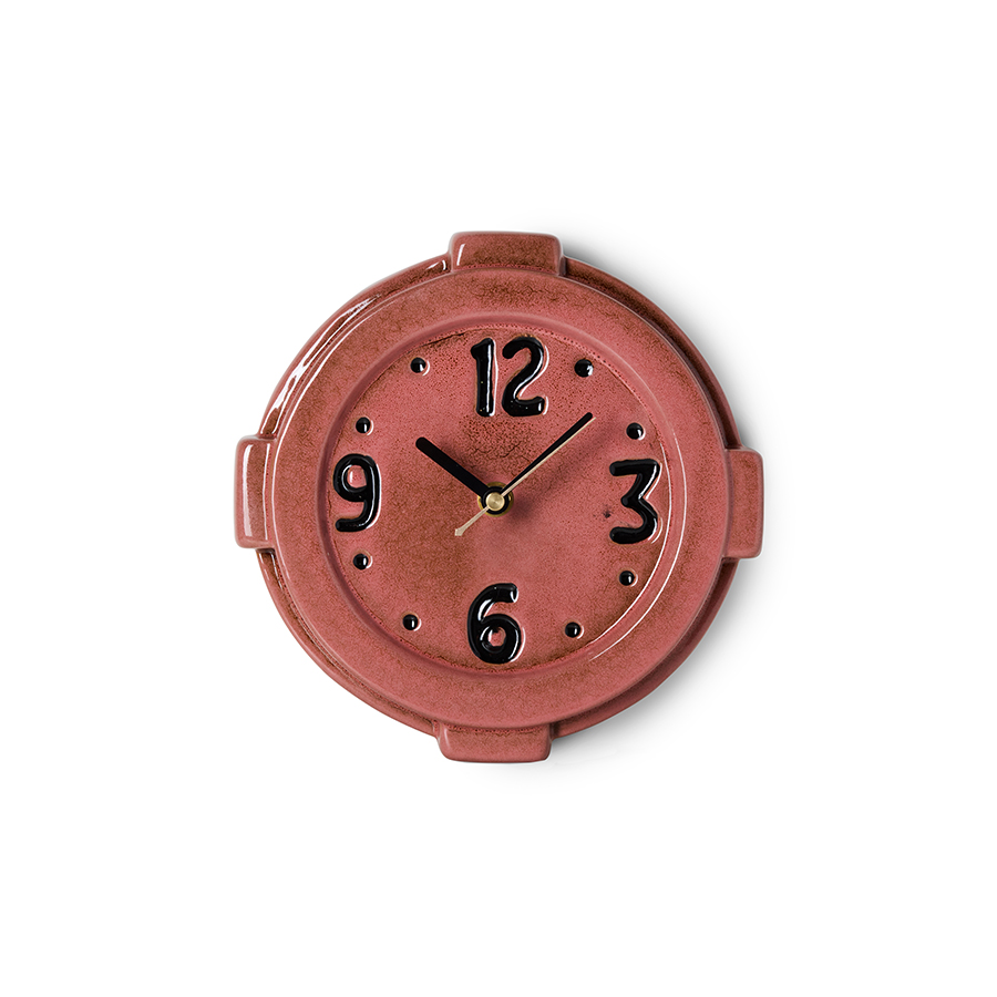 HK LIVING zegar ścienny ceramiczny RETRO – różowy.jpg