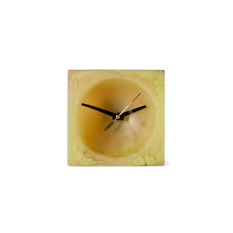 HK LIVING zegar stołowy z żywicy RESIN – jasnożółty.jpg
