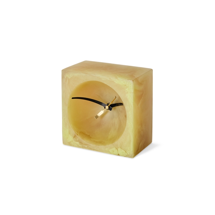 HK LIVING zegar stołowy z żywicy RESIN – jasnożółty.jpg