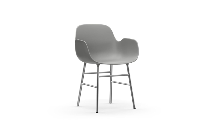 NORMANN COPENHAGEN krzesło z podłokietnikami FORM STEEL chrom/szary