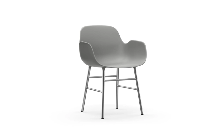 NORMANN COPENHAGEN krzesło z podłokietnikami FORM STEEL chrom/szary