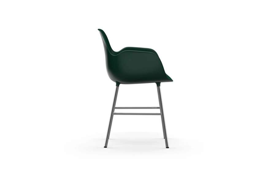 NORMANN COPENHAGEN krzesło z podłokietnikami FORM STEEL chrom/zielony