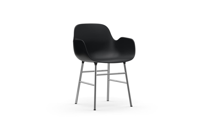 NORMANN COPENHAGEN krzesło z podłokietnikami FORM STEEL chrom/czarny
