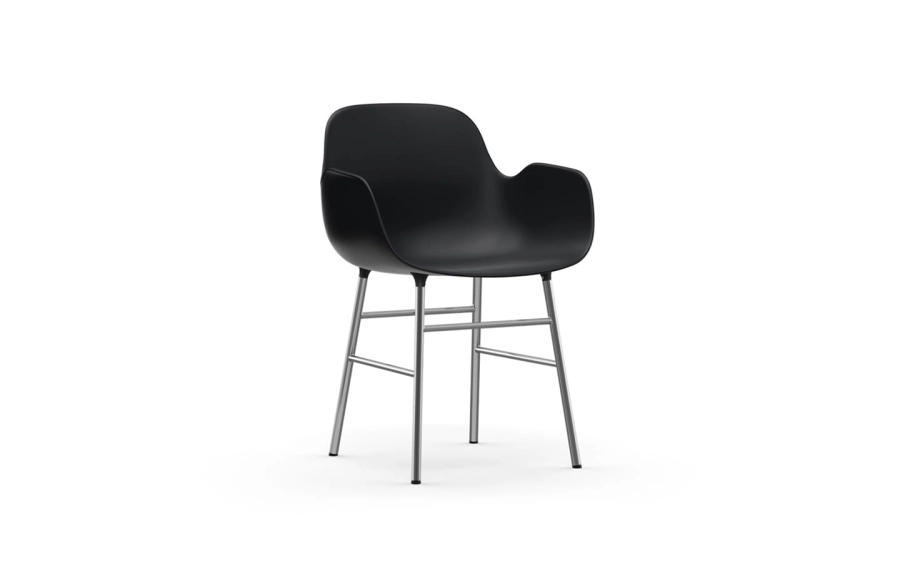 NORMANN COPENHAGEN krzesło z podłokietnikami FORM STEEL chrom/czarny