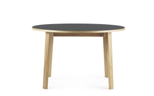 NORMANN COPENHAGEN stół SLICE LINOLEUM Ø120 dąb naturalny / czarne aluminium