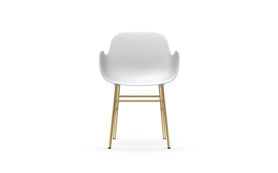 NORMANN COPENHAGEN krzesło z podłokietnikami FORM STEEL mosiądz/białe