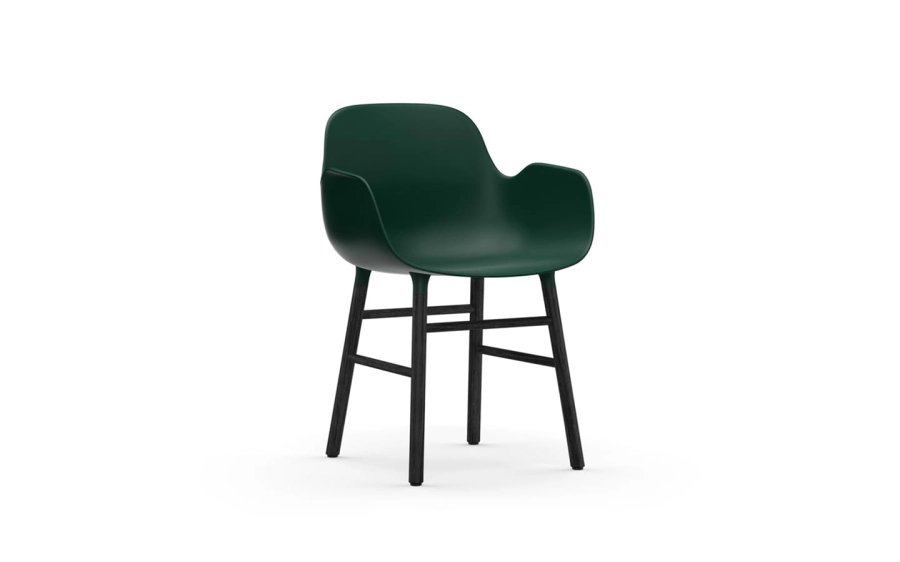 NORMANN COPENHAGEN krzesło z podłokietnikami FORM WOOD czarne/zielone