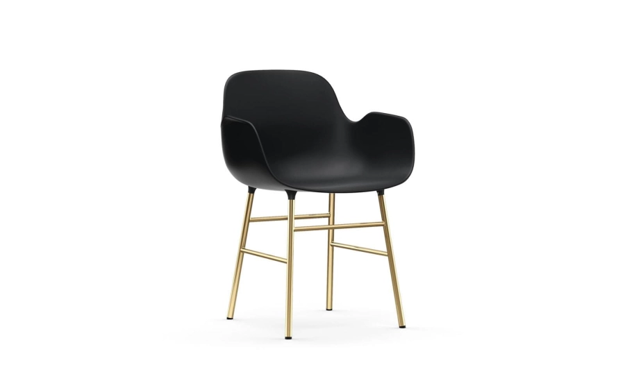 NORMANN COPENHAGEN krzesło z podłokietnikami FORM STEEL mosiądz/czarne