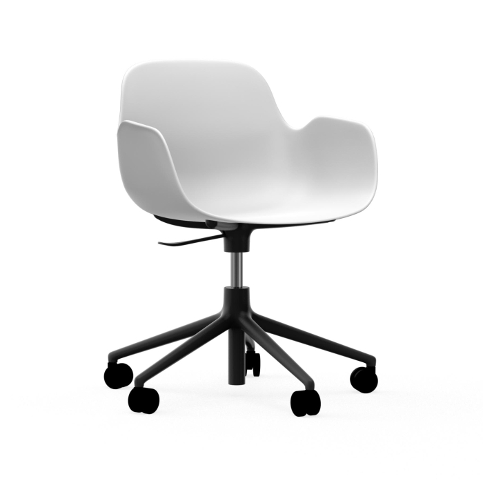 NORMANN COPENHAGEN krzesło na kółkach z regulacją wysokości z podłokietnikami FORM SWIVEL 5W czarne/białe