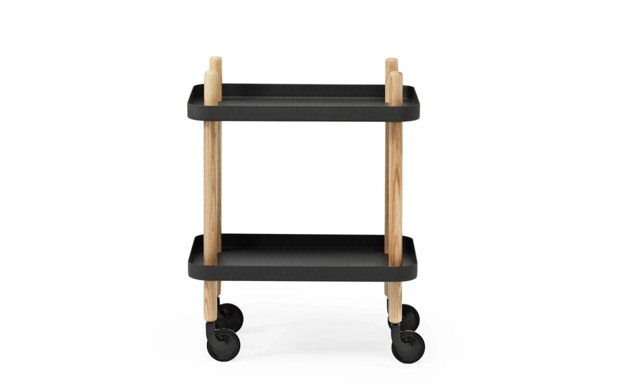 NORMANN COPENHAGEN stolik / barek na kółkach BLOCK jesion/czarny