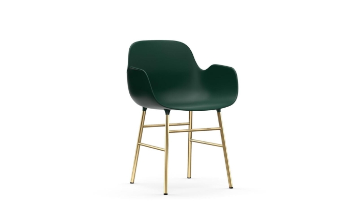 NORMANN COPENHAGEN krzesło z podłokietnikami FORM STEEL mosiądz/zielone