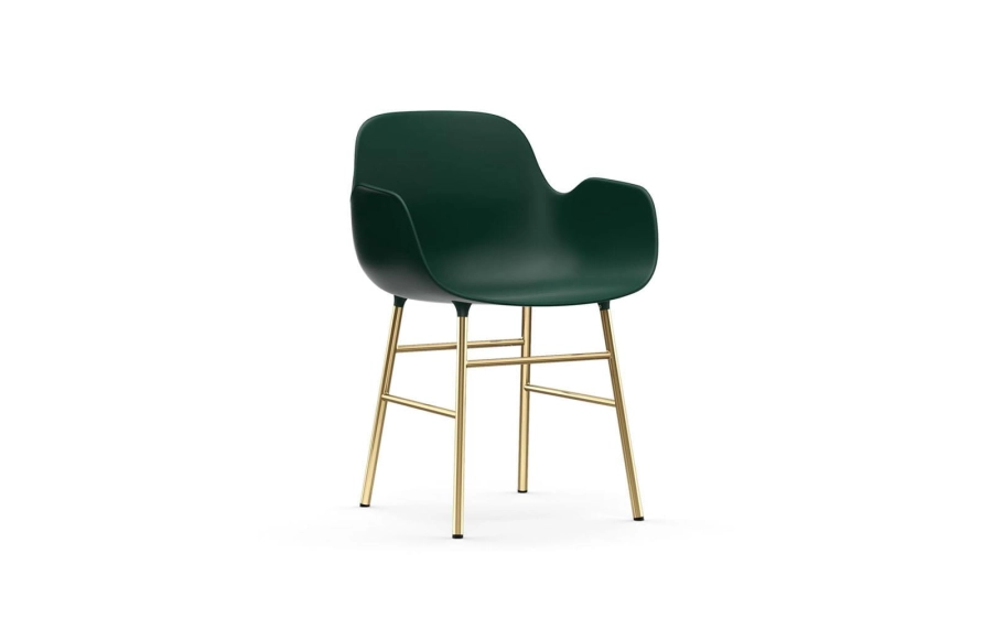 NORMANN COPENHAGEN krzesło z podłokietnikami FORM STEEL mosiądz/zielone