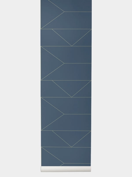 FERM LIVING tapeta LINES granatowa