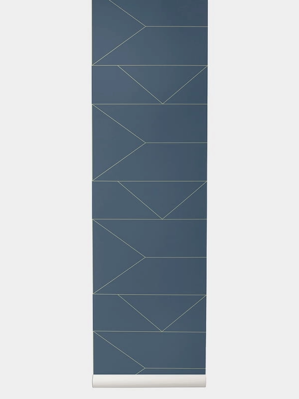FERM LIVING tapeta LINES granatowa