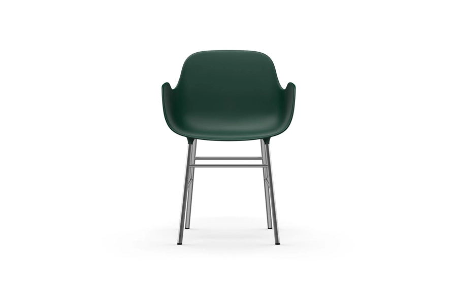 NORMANN COPENHAGEN krzesło z podłokietnikami FORM STEEL chrom/zielony